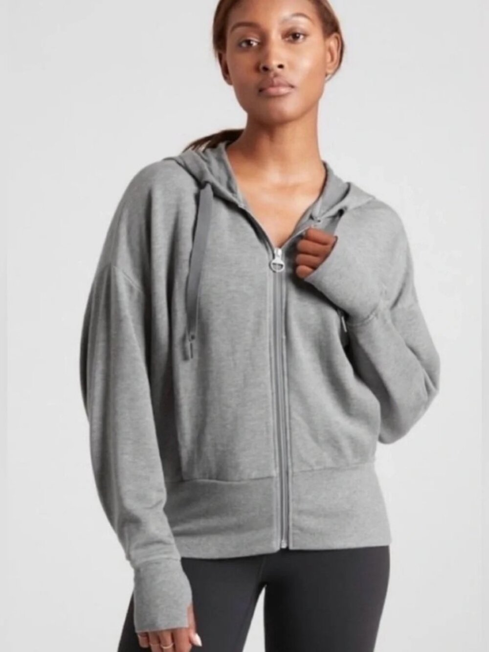 SALE! Athleta Balance Full-Zip Hoodie, Soft Gray, L/T Large Tall
